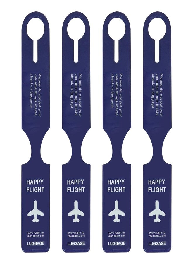 سنديا مجموعة من 4 بطاقات تعريف للأمتعة من SNDIA، مصنوعة من مادة PVC، تحمل اسم وعنوان ورقم هاتف، تُستخدم كعلامة تعريف للأمتعة - لون أزرق - Image 1